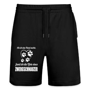 Hand & Pfote - Spruch - Zwergschnauzer - Stanley/Stella Unisex Bio Joggingshorts Trainer  - Schwarz - Vorne - Nik (191cm) & Marisol (170cm)