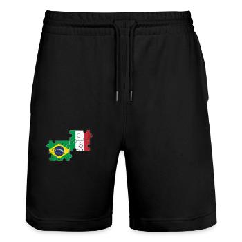 Brésil Italie Vintage Drapeau Brésilien - Short de jogging bio TRAINER Stanley/Stella unisexe - noir - Devant - Nik (191cm) & Marisol (170cm)