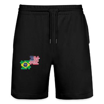 Brasilien USA Flagge Brasilianisch - Stanley/Stella Unisex Bio Joggingshorts Trainer  - Schwarz - Vorne - Nik (191cm) & Marisol (170cm)