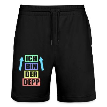 Junggesellenabschied Poltern Polterabend JGA - Stanley/Stella Unisex Bio Joggingshorts Trainer  - Schwarz - Vorne - Nik (191cm) & Marisol (170cm)