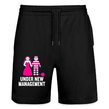 Bachelor party rumbling bachelor party - Stanley/Stella Trainer Unisex Organic Jogging Shorts - black - Front - Nik (191cm) & Marisol (170cm)