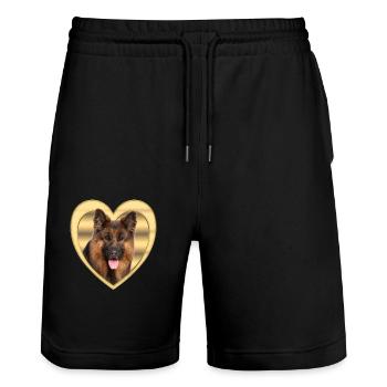 German Shepherd - Dog Lover Dog Heart - Stanley/Stella Trainer Unisex Organic Jogging Shorts - black - Front - Nik (191cm) & Marisol (170cm)