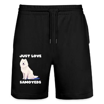 Samojede Hund süß cute Dog Love - Stanley/Stella Unisex Bio Joggingshorts Trainer  - Schwarz - Vorne - Nik (191cm) & Marisol (170cm)