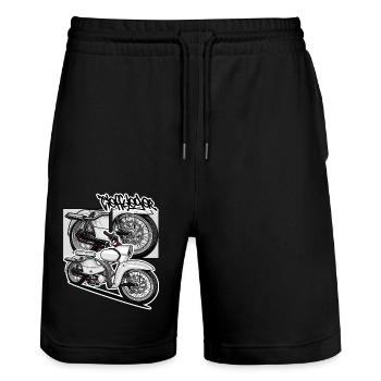 Star (weiß) // Illustration - Stanley/Stella Unisex Bio Joggingshorts Trainer  - Schwarz - Vorne - Nik (191cm) & Marisol (170cm)
