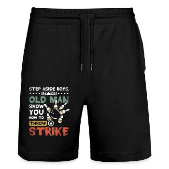 Let this old man show you how to strike - Stanley/Stella Unisex Bio Joggingshorts Trainer  - Schwarz - Vorne - Nik (191cm) & Marisol (170cm)