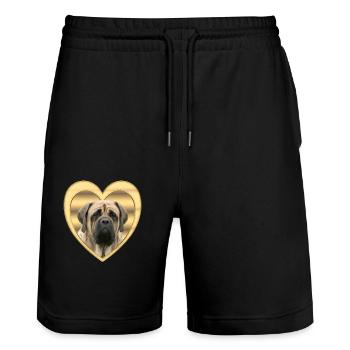 Mastiff - Dog Lovers - Dogs Heart - Stanley/Stella Trainer Unisex Organic Jogging Shorts - black - Front - Nik (191cm) & Marisol (170cm)