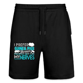 Guinea Pig I Prefer Guinea Pig - Stanley/Stella Trainer Unisex Organic Jogging Shorts - black - Front - Nik (191cm) & Marisol (170cm)