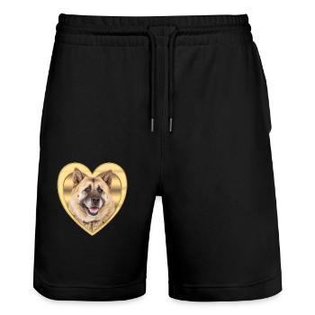 Akita - Amoureux des chiens - Cœur de chien - Short de jogging bio TRAINER Stanley/Stella unisexe - noir - Devant - Nik (191cm) & Marisol (170cm)