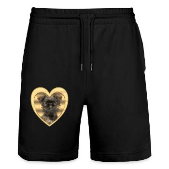 Affenpinscher - Dog lover - Dog heart - Stanley/Stella Trainer Unisex Organic Jogging Shorts - black - Front - Nik (191cm) & Marisol (170cm)