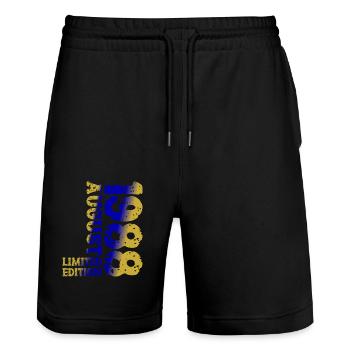 1988 August Limited Edition 35. Geburtstag Outfit - Stanley/Stella Unisex Bio Joggingshorts Trainer  - Schwarz - Vorne - Nik (191cm) & Marisol (170cm)
