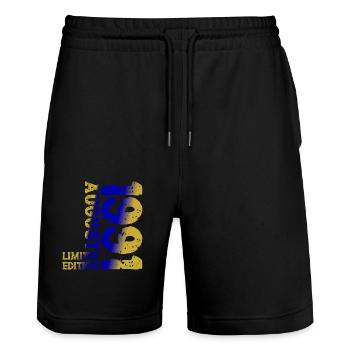 1991 August Limited Edition 32. Geburtstag Outfit - Stanley/Stella Unisex Bio Joggingshorts Trainer  - Schwarz - Vorne - Nik (191cm) & Marisol (170cm)