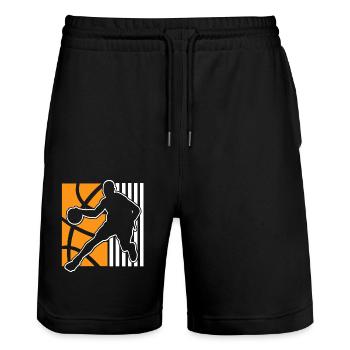 Basketball Basketballer - Stanley/Stella Unisex Bio Joggingshorts Trainer  - Schwarz - Vorne - Nik (191cm) & Marisol (170cm)