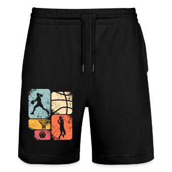 Basketball Basketball Player Women Basketball - Stanley/Stella Trainer Unisex Organic Jogging Shorts - black - Front - Nik (191cm) & Marisol (170cm)