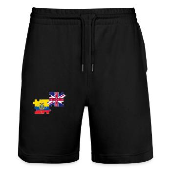 Ecuador UK Flagge Britisch Ecuadorianisch - Stanley/Stella Unisex Bio Joggingshorts Trainer  - Schwarz - Vorne - Nik (191cm) & Marisol (170cm)