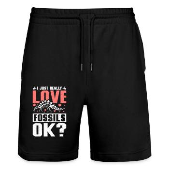 Paleontologist I just really love fossils ok? - Stanley/Stella Trainer Unisex Organic Jogging Shorts - black - Front - Nik (191cm) & Marisol (170cm)