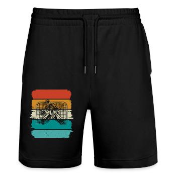 Eishockey Ice Hockey - Stanley/Stella Unisex Bio Joggingshorts Trainer  - Schwarz - Vorne - Nik (191cm) & Marisol (170cm)