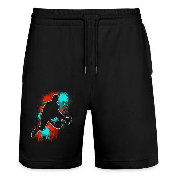 Basketball Basketball Player - Stanley/Stella Trainer Unisex Organic Jogging Shorts - black - Front - Nik (191cm) & Marisol (170cm)