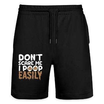 Erschrecken Sie mich nicht, ich kacke leicht - Stanley/Stella Unisex Bio Joggingshorts Trainer  - Schwarz - Vorne - Nik (191cm) & Marisol (170cm)