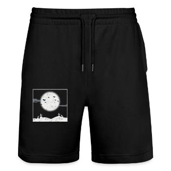 Bats in the full moon Halloween Creepy - Stanley/Stella Trainer Unisex Organic Jogging Shorts - black - Front - Nik (191cm) & Marisol (170cm)