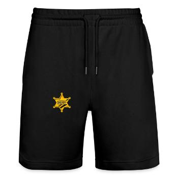 Costume de shérif Halloween Policier Application de la loi - Short de jogging bio TRAINER Stanley/Stella unisexe - noir - Devant - Nik (191cm) & Marisol (170cm)