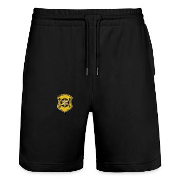 Sheriff Costume Halloween Policeman Law Enforcement - Stanley/Stella Trainer Unisex Organic Jogging Shorts - black - Front - Nik (191cm) & Marisol (170cm)