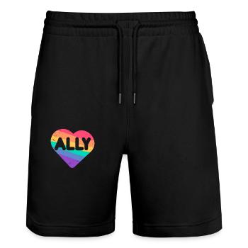 Ally Rainbow Flag Herz für LGBT Schwule und Lesben - Stanley/Stella Unisex Bio Joggingshorts Trainer  - Schwarz - Vorne - Nik (191cm) & Marisol (170cm)