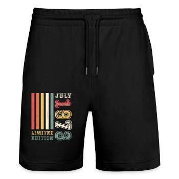 50. Geburtstag Mann Legendary Juli Jahrgang 1973 - Stanley/Stella Unisex Bio Joggingshorts Trainer  - Schwarz - Vorne - Nik (191cm) & Marisol (170cm)