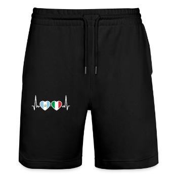 Guatemala Italy Heartbeat Flag Guatemala - Stanley/Stella Trainer Unisex Organic Jogging Shorts - black - Front - Nik (191cm) & Marisol (170cm)