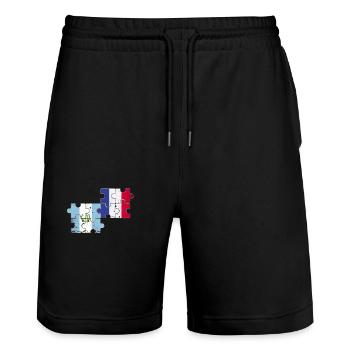 Guatemala France Vintage Flag Guatemalan - Stanley/Stella Trainer Unisex Organic Jogging Shorts - black - Front - Nik (191cm) & Marisol (170cm)