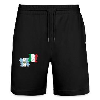 Guatemala Italy Vintage Heartbeat Flag - Stanley/Stella Trainer Unisex Organic Jogging Shorts - black - Front - Nik (191cm) & Marisol (170cm)