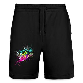 Splash art Dinosaur Ankylosaurus head - Stanley/Stella Unisex Bio Joggingshorts Trainer  - Schwarz - Vorne - Nik (191cm) & Marisol (170cm)