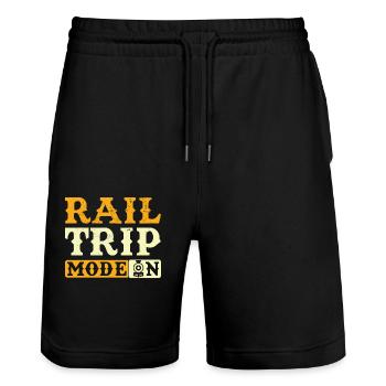Zugreise Reise - Stanley/Stella Unisex Bio Joggingshorts Trainer  - Schwarz - Vorne - Nik (191cm) & Marisol (170cm)