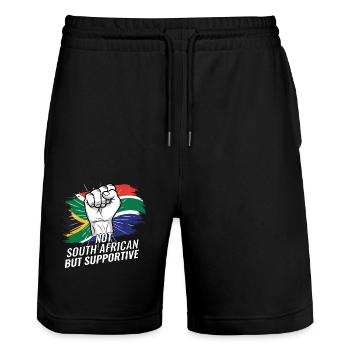 Not South African But Supportive South Africa - Stanley/Stella Unisex Bio Joggingshorts Trainer  - Schwarz - Vorne - Nik (191cm) & Marisol (170cm)