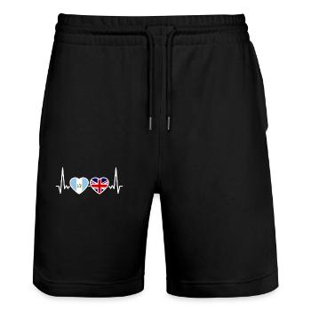 Guatemala UK Heartbeat Flag Guatémaltèque - Short de jogging bio TRAINER Stanley/Stella unisexe - noir - Devant - Nik (191cm) & Marisol (170cm)