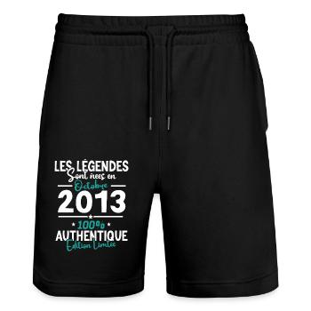 Legends October 2013 - 10 years - Stanley/Stella Trainer Unisex Organic Jogging Shorts - black - Front - Nik (191cm) & Marisol (170cm)