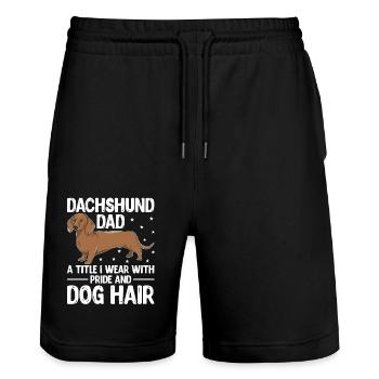 Papa teckel Un titre que je porte avec fierté et chien Ha - Short de jogging bio TRAINER Stanley/Stella unisexe - noir - Devant - Nik (191cm) & Marisol (170cm)