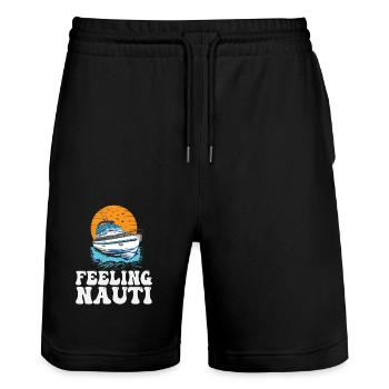Feeling Nauti Motorboating Meme Pontoon Captain - Short de jogging bio TRAINER Stanley/Stella unisexe - noir - Devant - Nik (191cm) & Marisol (170cm)