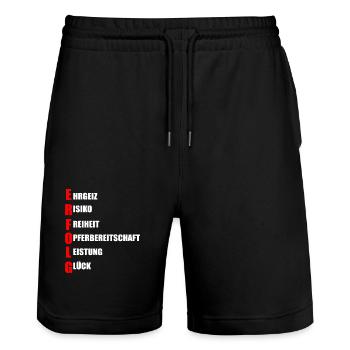 Erfolg - Stanley/Stella Unisex Bio Joggingshorts Trainer  - Schwarz - Vorne - Nik (191cm) & Marisol (170cm)
