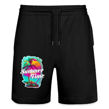 Summer Time - Beach and Summer - Stanley/Stella Trainer Unisex Organic Jogging Shorts - black - Front - Nik (191cm) & Marisol (170cm)