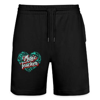 Music Teacher Music Teacher Full Heart - Stanley/Stella Trainer Unisex Organic Jogging Shorts - black - Front - Nik (191cm) & Marisol (170cm)