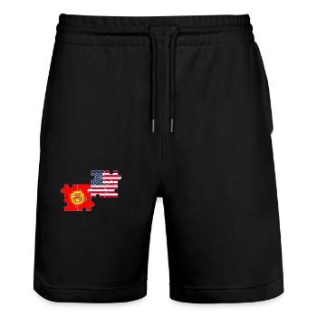 Kirgisistan USA Flagge Amerikanisch Kirgisisch - Stanley/Stella Unisex Bio Joggingshorts Trainer  - Schwarz - Vorne - Nik (191cm) & Marisol (170cm)