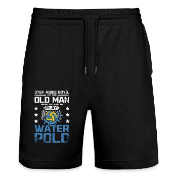 Let this old man show you how to play water polo - Stanley/Stella Trainer Unisex Organic Jogging Shorts - black - Front - Nik (191cm) & Marisol (170cm)