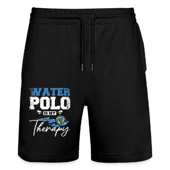 Water polo is my therapy - Stanley/Stella Unisex Bio Joggingshorts Trainer  - Schwarz - Vorne - Nik (191cm) & Marisol (170cm)