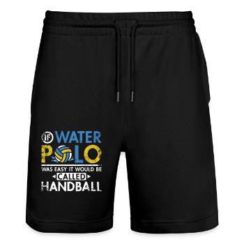 Funny If water polo was easy - Stanley/Stella Trainer Unisex Organic Jogging Shorts - black - Front - Nik (191cm) & Marisol (170cm)