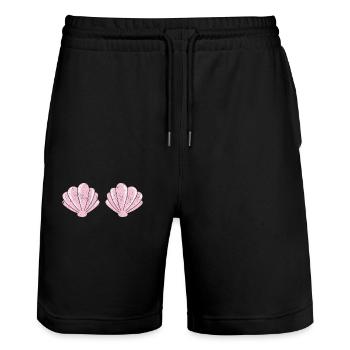 Meerjungfrau Lovers Funny Halloween Muscheln Meer - Stanley/Stella Unisex Bio Joggingshorts Trainer  - Schwarz - Vorne - Nik (191cm) & Marisol (170cm)