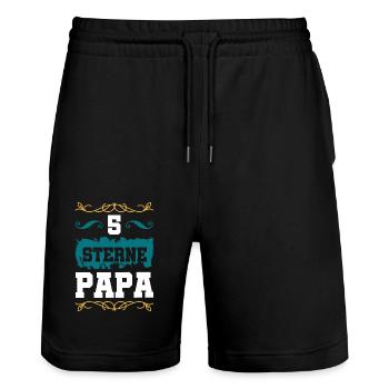 5 Sterne Papa - Stanley/Stella Unisex Bio Joggingshorts Trainer  - Schwarz - Vorne - Nik (191cm) & Marisol (170cm)