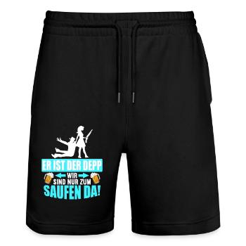 Junggesellenabschied Poltern Polterabend JGA - Stanley/Stella Unisex Bio Joggingshorts Trainer  - Schwarz - Vorne - Nik (191cm) & Marisol (170cm)