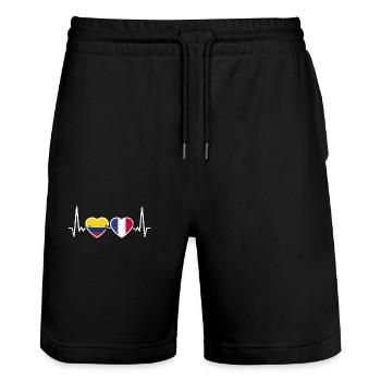 Colombie France Vintage Heartbeat Flag - Short de jogging bio TRAINER Stanley/Stella unisexe - noir - Devant - Nik (191cm) & Marisol (170cm)
