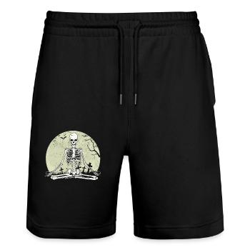 Méditer Squelette Lotus Yoga Moon Balance Joke - Short de jogging bio TRAINER Stanley/Stella unisexe - noir - Devant - Nik (191cm) & Marisol (170cm)