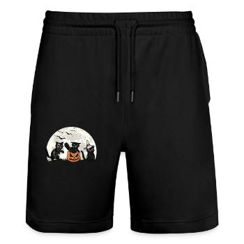 Citrouille Maman Zombie Monstre Chats Noirs - Short de jogging bio TRAINER Stanley/Stella unisexe - noir - Devant - Nik (191cm) & Marisol (170cm)
